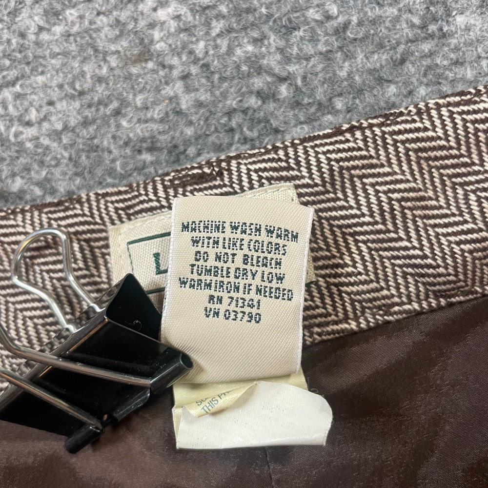 LL Bean Trousers Womens 4 Reg Brown Herringbone Cotton Straight Leg Pants - Picture 9 of 12